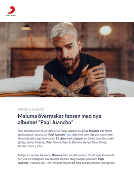 ​Maluma Överraskar Fansen Med Nya Albumet ”Papi Juancho”
