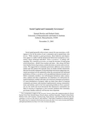 Social Capital and Community Governance Samuel Bowles And