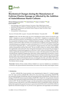 Biochemical Changes During the Manufacture of Galician Chorizo Sausage As Aﬀected by the Addition of Autochthonous Starter Cultures