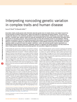 Interpreting Noncoding Genetic Variation in Complex Traits and Human Disease