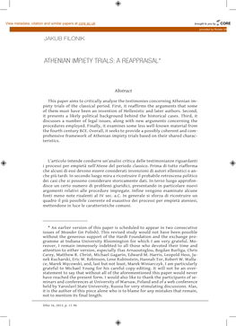 Athenian Impiety Trials: a Reappraisal*