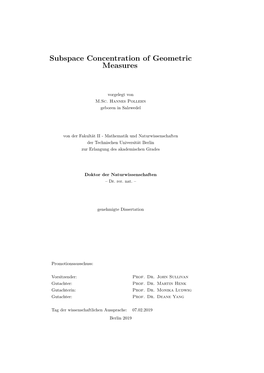 Subspace Concentration of Geometric Measures