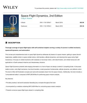 Space Flight Dynamics, 2Nd Edition Craig A