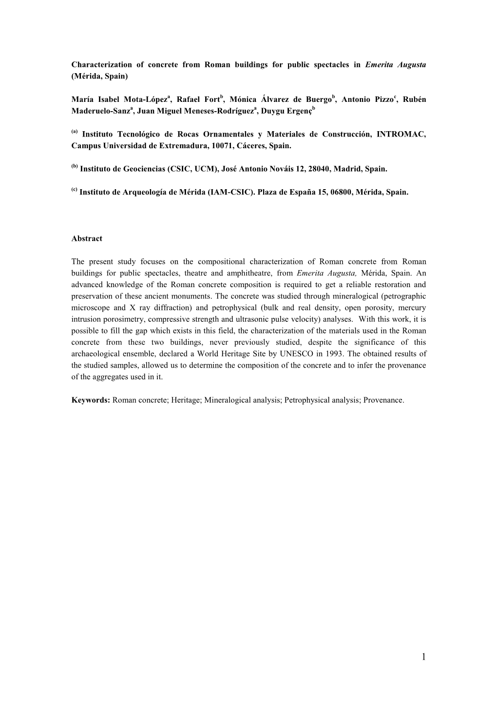 Characterization of Concrete from Roman Buildings for Public Spectacles in Emerita Augusta (Mérida, Spain)