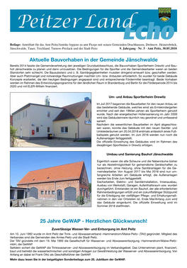 Aktuelle Bauvorhaben in Der Gemeinde Jänschwalde 25 Jahre