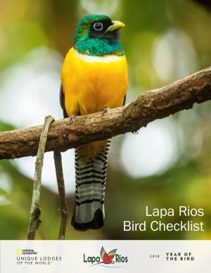 Lapa Rios Bird Checklist Lapa Rios Bird Checklist