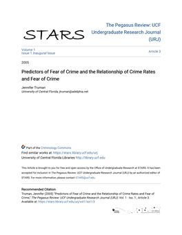 Predictors of Fear of Crime and the Relationship of Crime Rates and Fear of Crime