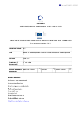 Report on the Emergence of Values in Cultural Participation and Engagement