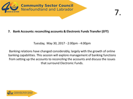 Reconciling Accounts & Electronic Funds Transfer (EFT)