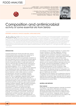 Composition and Antimicrobial Activity of Some Essential Oils from Serbia