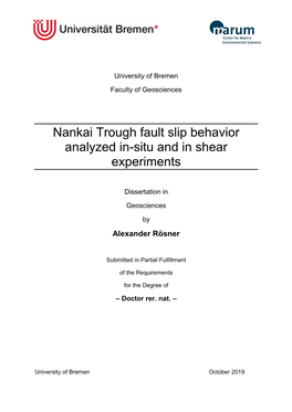 Nankai Trough Fault Slip Behavior Analyzed In-Situ and in Shear Experiments