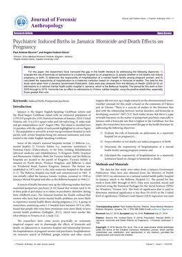 Psychiatric Induced Births in Jamaica: Homicide and Death Effects On