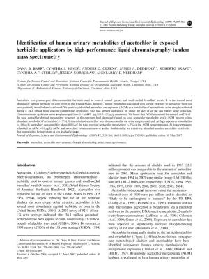 Identification of Human Urinary Metabolites of Acetochlor In