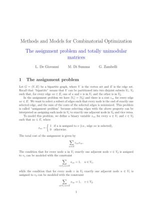 The Assignment Problem and Totally Unimodular Matrices