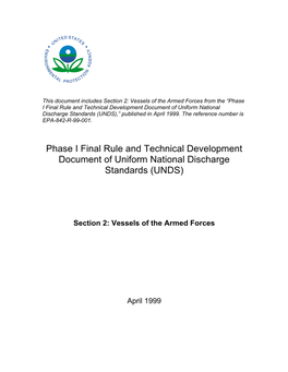 Section 2: Vessels Fo the Armed Forces, Phase I Uniform National Discharge Standards for Vessels of the Armed Forces, Technical