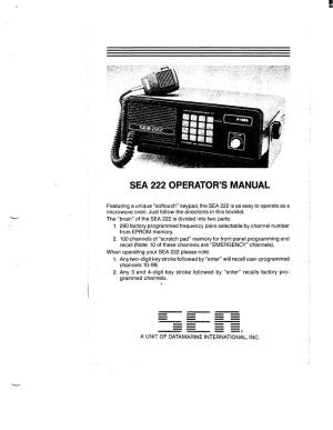 Sea 222 Operator's Manual