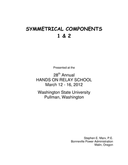 Symmetrical Components 1 & 2