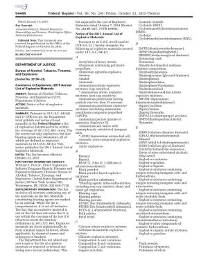 List of Explosive Materials Mixtures (Cap Sensitive)