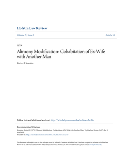 Alimony Modification: Cohabitation of Ex-Wife with Another Man Robert I
