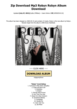 Zip Download Mp3 Robyn Robyn Album Download