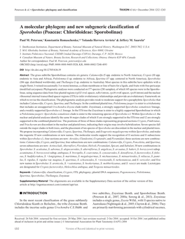 Sporobolus: Phylogeny and Classification TAXON 63 (6) • December 2014: 1212–1243