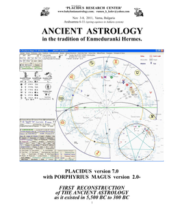 ANCIENT ASTROLOGY in the Tradition of Enmeduranki Hermes