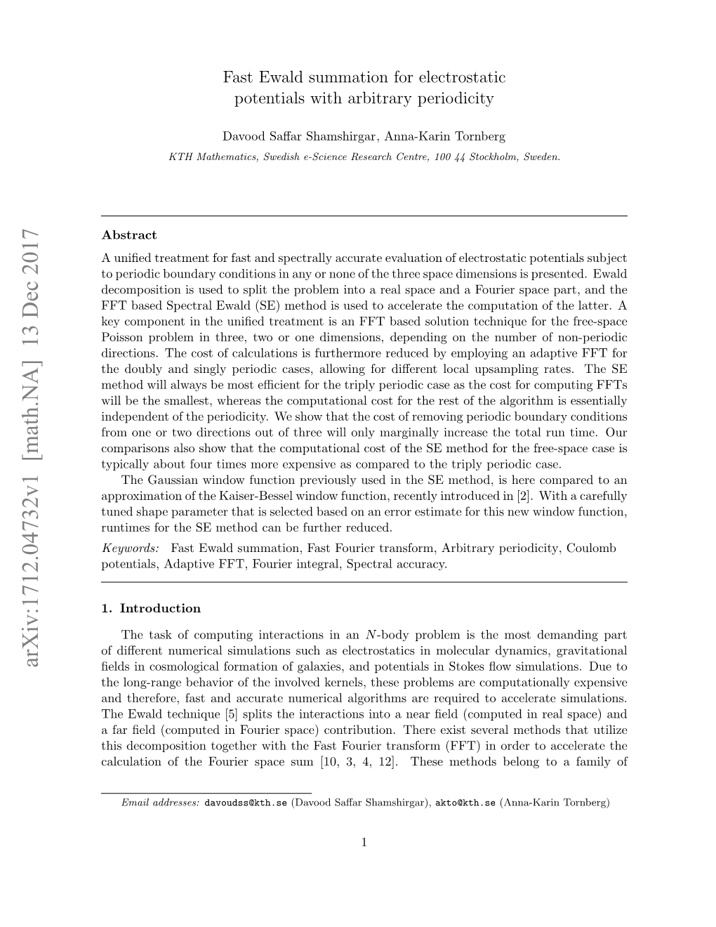 Arxiv:1712.04732V1 [Math.NA] 13 Dec 2017 ﬁelds in Cosmological Formation of Galaxies, and Potentials in Stokes ﬂow Simulations