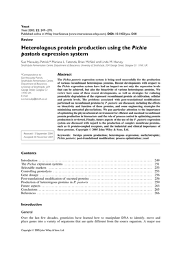 Heterologous Protein Production Using the Pichia Pastoris Expression System