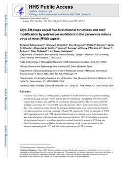 Cryo-EM Maps Reveal Five-Fold Channel Structures and Their Modification by Gatekeeper Mutations in the Parvovirus Minute Virus of Mice (MVM) Capsid