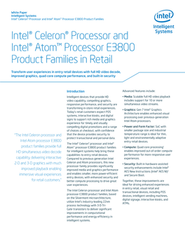 Intel Atom Processor E3800 Product Families in Retail