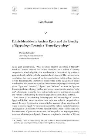 Conclusion Ethnic Identities in Ancient Egypt and the Identity Of
