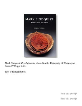Mark Lindquist: Revolutions in Wood. Seattle: University of Washington Press, 1995