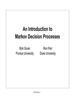 Markov Decision Processes