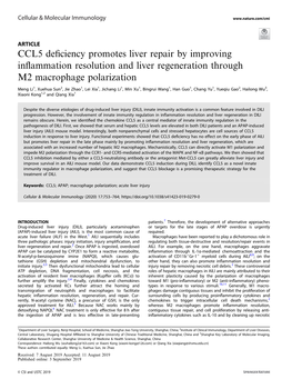 CCL5 Deficiency Promotes Liver Repair by Improving Inflammation