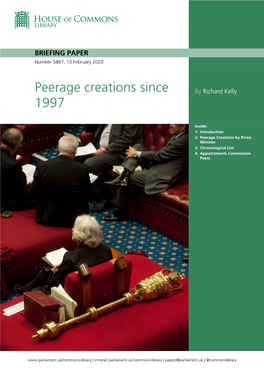 Peerage Creations Since by Richard Kelly