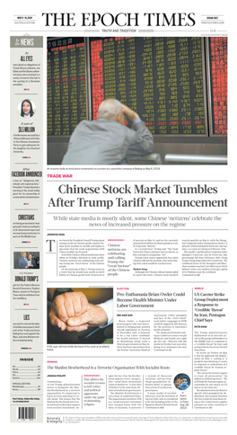 Chinese Stock Market Tumbles After Trump Tariff Announcement