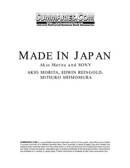 "Made in Japan" by Akio Morita