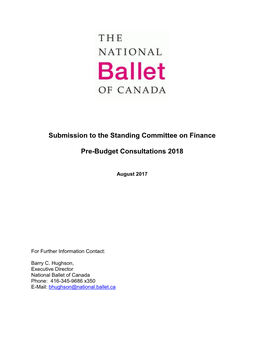 Submission to the Standing Committee on Finance Pre-Budget