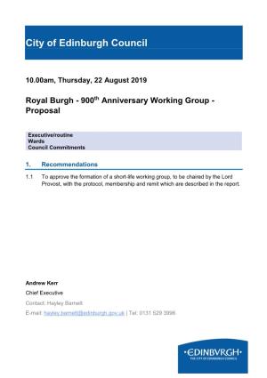 Royal Burgh - 900Th Anniversary Working Group - Proposal