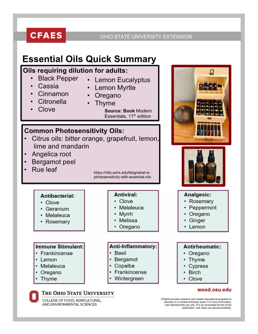 Essential Oils Quick Summary