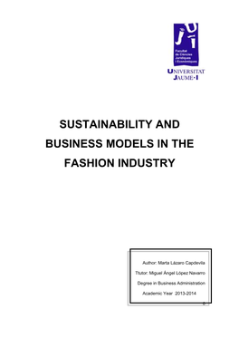 Sustainability and Business Models in the Fashion Industry