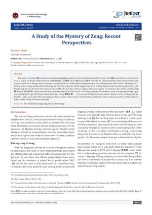 A Study of the Mystery of Zeng: Recent Perspectives
