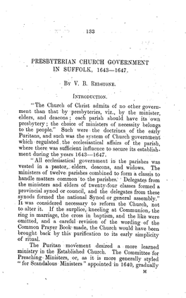 Presbyterian Church Government in Suffolk, 1643-1647