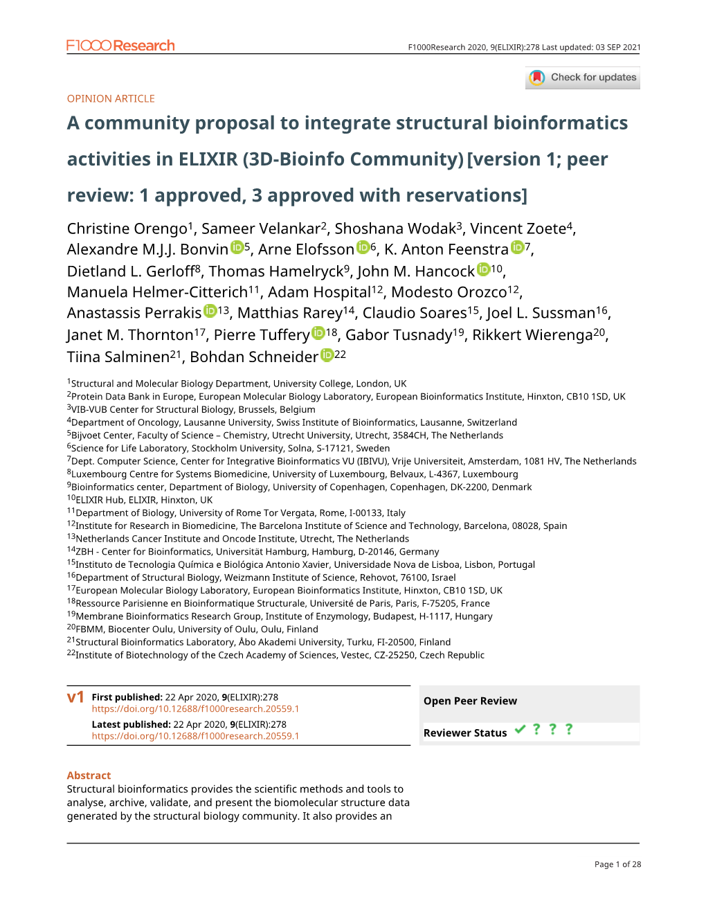 A Community Proposal to Integrate Structural