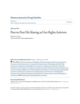 Peer-To-Peer File Sharing As User Rights Activism Michael A