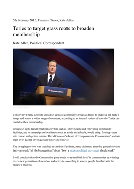 Tories to Target Grass Roots to Broaden Membership