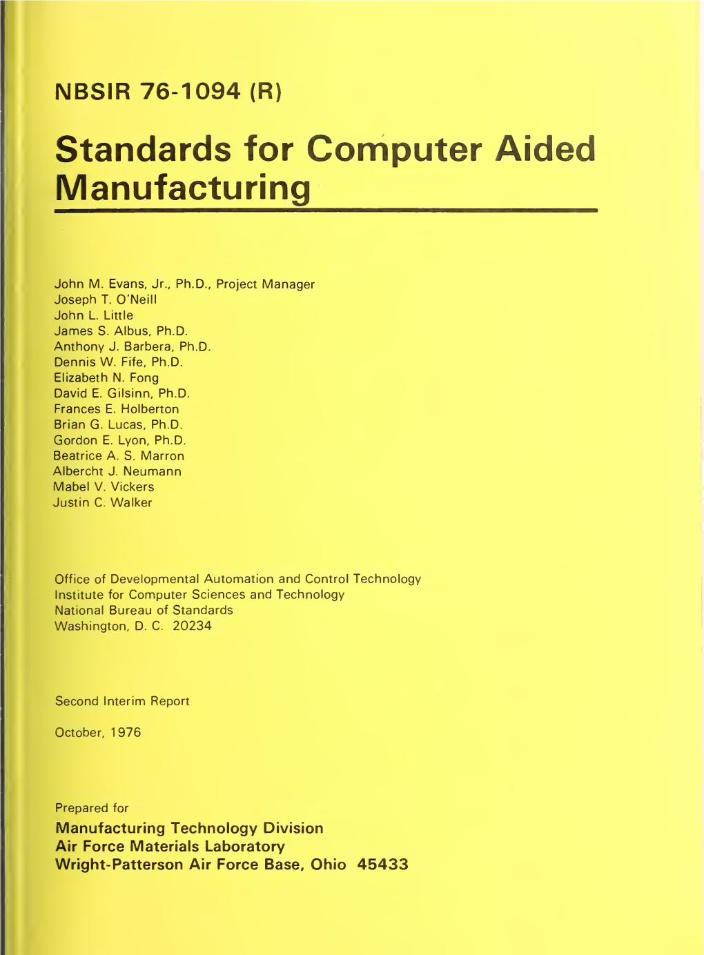 Standards for Computer Aided Manufacturing