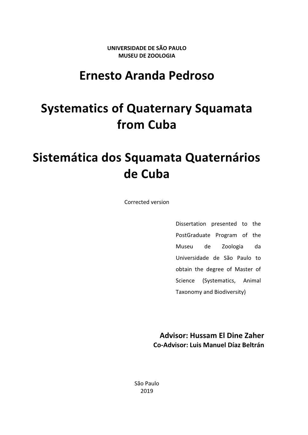 Systematics of Quaternary Squamata from Cuba