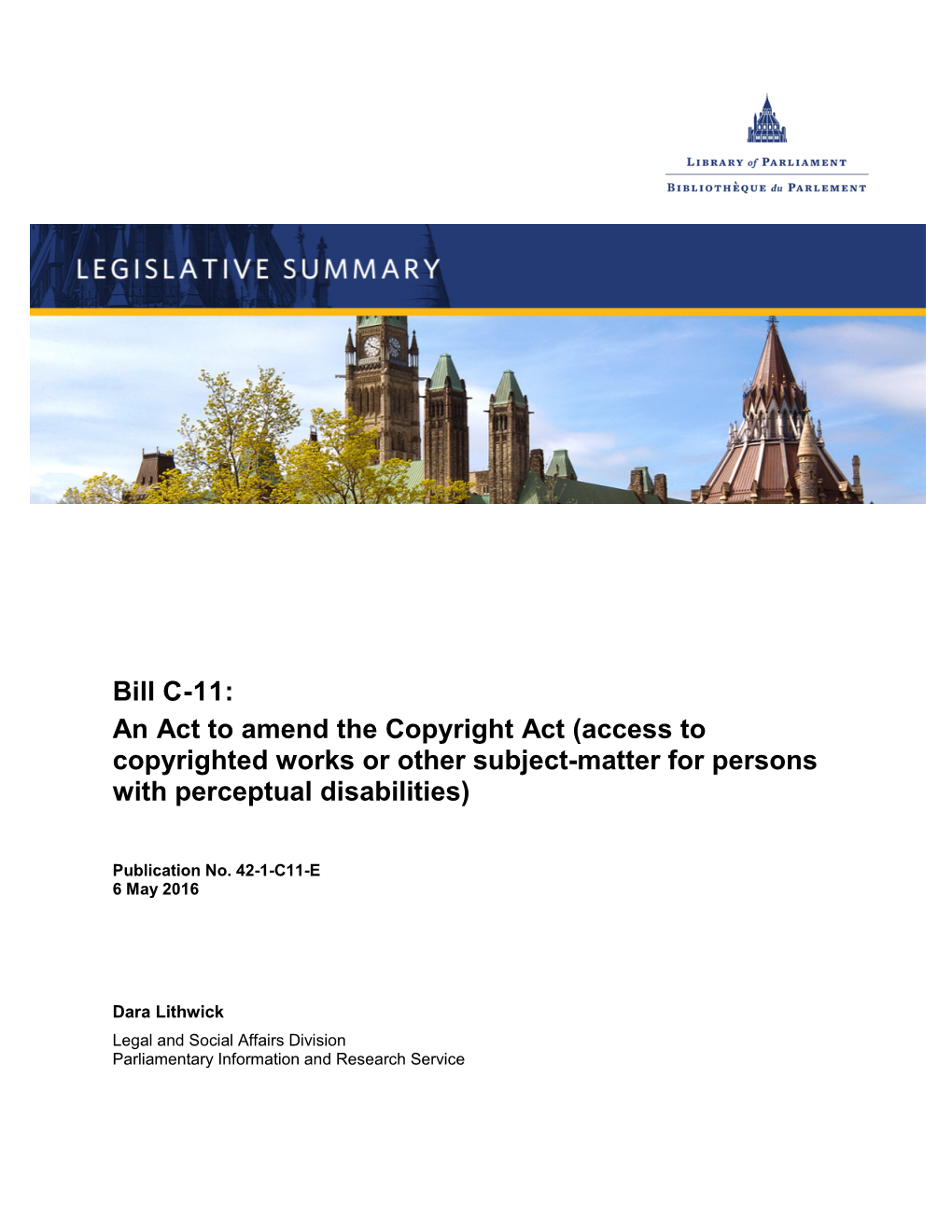 An Act to Amend the Copyright Act (Access to Copyrighted Works Or Other Subject-Matter for Persons with Perceptual Disabilities)