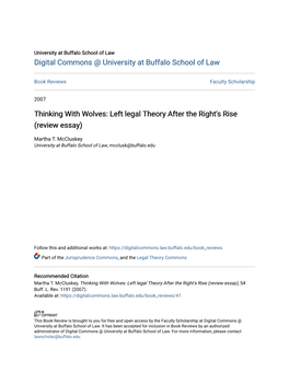 Thinking with Wolves: Left Legal Theory After the Right's Rise (Review Essay)